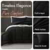 Queen Size 3-Piece All-Season Down Alternative Comforter Set Deep Black | Comforter + Pillow Cases Bedding Set | Hotel Grade Bed in a Bag by