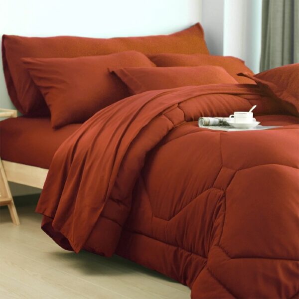 8 PCS Modern Comforter Set with Sheets All Season Bed in a Bag, Black, Queen Size