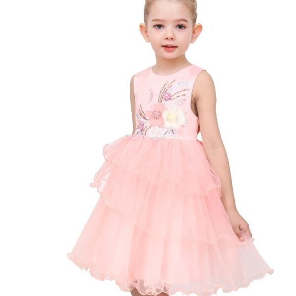 Flower Girls Dress Blue Belted Wedding Party Bridesmaid 12