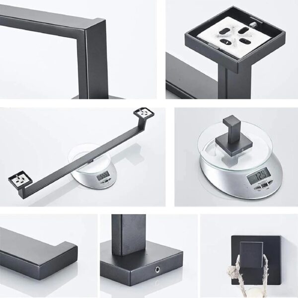 5-Piece Matte Black Bathroom Hardware Set - 304 Stainless Steel Bathroom Towel Holder Set