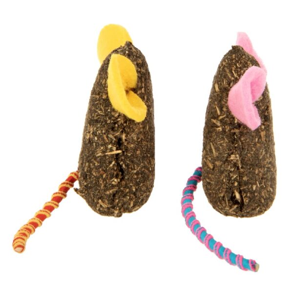 (3 pack) SmartyKat Mousy Mayhem 2-Piece Compressed Catnip Mice Cat Toys, Pink & Orange