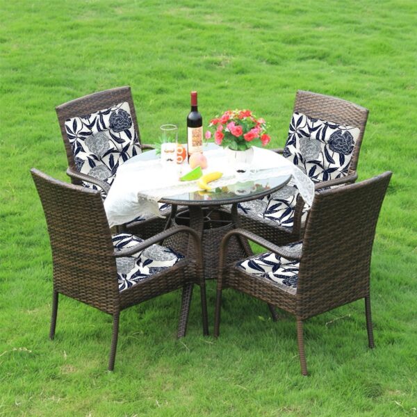 Outdoor Patio Cushion, Rocking Chair Cushion Set, Tufted Pads, Set of Upper and Lower with Ties Pack of 2 (2 Sets) - Back 21
