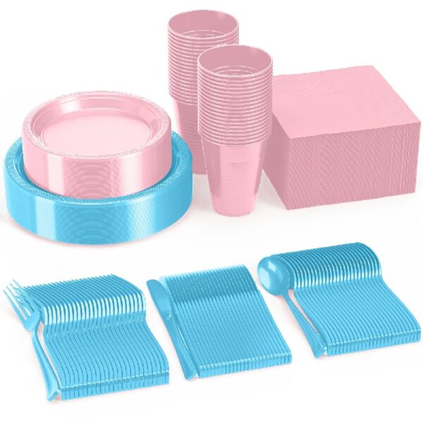 Exquisite 350 Piece Easter Plastic Disposable Party Plates & Dinnerware Combo Set