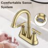 Bathroom Faucets 4 Inch Matte Black Bathroom Sink Faucet, Stainless Steel Lead-Free 2-Handle Centerset Faucet with Pop-up Drain and 2 Supply Hoses Fits 2 or 3-hole Sink