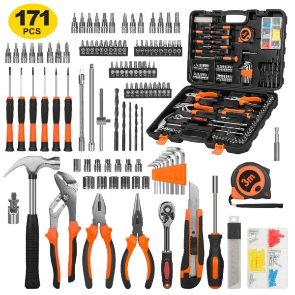171 Piece Socket Wrench Auto Repair Tool Combination Package 1/4