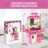 Play Kitchen Set for Kids, 2.1FT Tall Toy Play Kitchen w/ Realistic Lights Sounds Simulation Spray for Toddlers Girls Boys Gift 42Pcs - Small (Orange Red 18x8.6x24.8in)