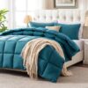 3 Pieces Bed in a Bag Comforter Set Duvet Insert,Reversible,Red/Black,Full Size Comforter Set-200GSM