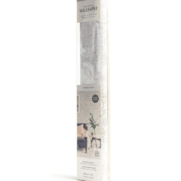 White Portsmouth Brick Vinyl Peel and Stick Wallpaper, 20.8 in x 18 ft, 31.2 Sq. ft.