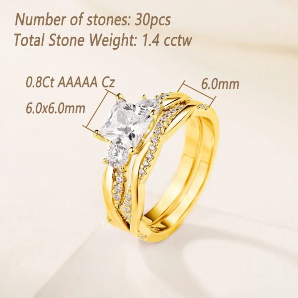 1 Carat Wedding Ring Sets Infinity Band Princess Sterling Silver Rings for Women CZ Size 7