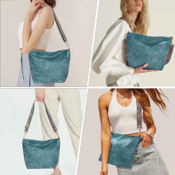 Hobo Bags for Women Crossbody Handbags Guitar Strap Shoulder Bucket Bag Vegan Leather Purse Trendy Boho Tote Purses