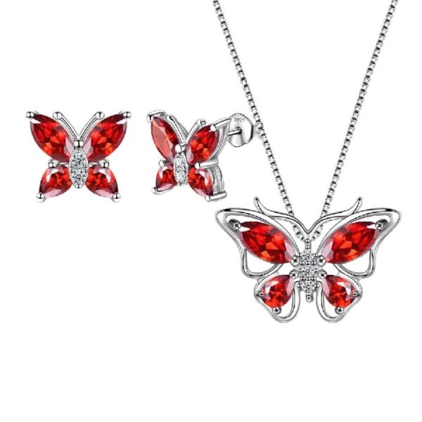 Purple Butterfly Jewelry Amethyst February Birthstone Jewelry Set Fine Necklace/Earrings 925 Sterling Silver Women Birthday Mother's Day Gifts