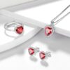 Women Heart Jewelry Set Necklace Earrings Ring 925 Sterling Silver February Birthstone Amethyst Wife Mother Birthday Valentine's Day Gift