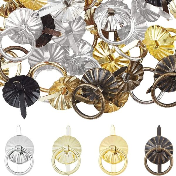 1box 100pcs 5 colors Metal Brad Fasteners with Pull Rings Mini Brad Paper Fasteners Crafts Decoration Accessories for Drawer