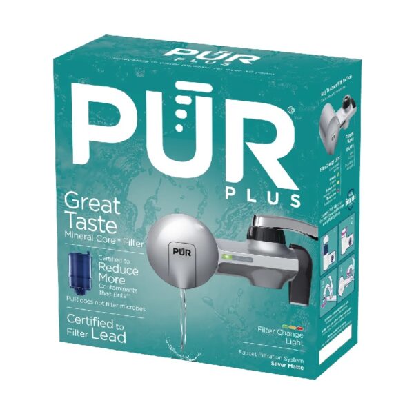 PLUS Faucet Mount Water Filtration System, Horizontal, Black/Chrome, PFM200B