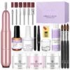 Acrylic Nail Kit Complete Set with Drill - White/Pink/Clear Acrylic Powder and Acrylic Liquid Set with Acrylic Nail Brush, Electric Nail Drill, Acid-Free Primer and Top Coat with Everything