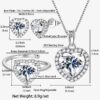 Women Heart Jewelry Set Necklace Earrings Ring 925 Sterling Silver February Birthstone Amethyst Wife Mother Birthday Valentine's Day Gift