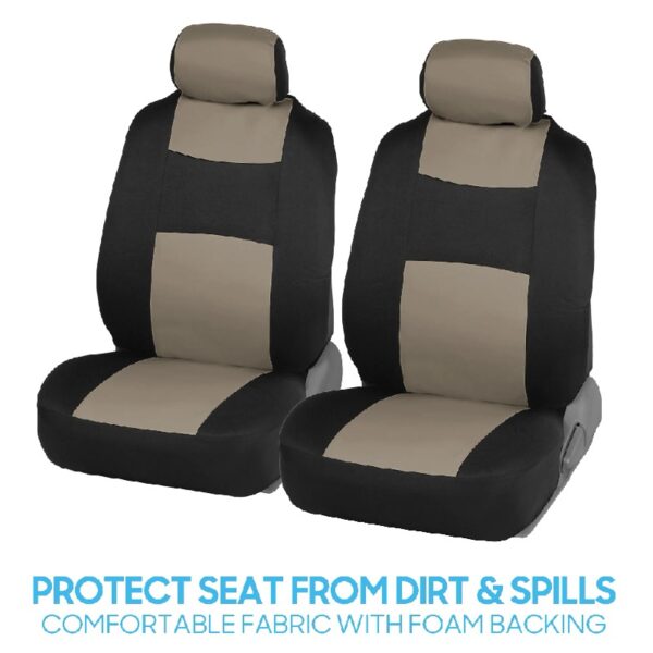 PolyPro Car Seat Covers Full Set in Charcoal on Black – Front and Rear Split Bench for Cars, Easy to Install Cover Set, Accessories Auto Trucks Van SUV
