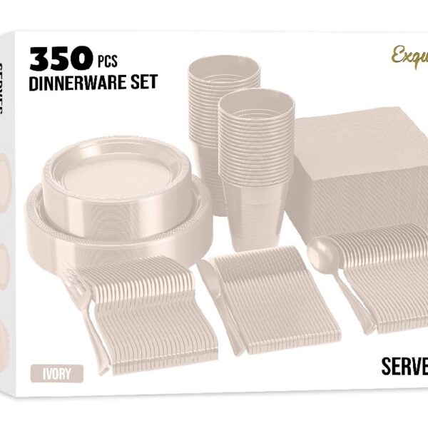 Exquisite 350 Piece Easter Plastic Disposable Party Plates & Dinnerware Combo Set