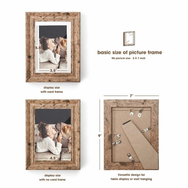 House Day 8 Pack Picture Frames, Photo Frame Set for Family, Multi Sizes Including 8x10, 5x7, 4x6, Retro Brown