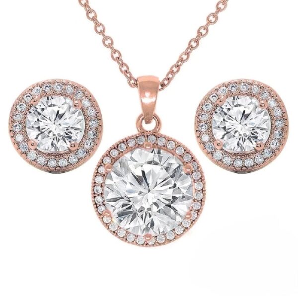 Cate & Chloe Mariah 18k Rose Gold Plated Jewelry Set with Simulated Diamond Crystals for Women