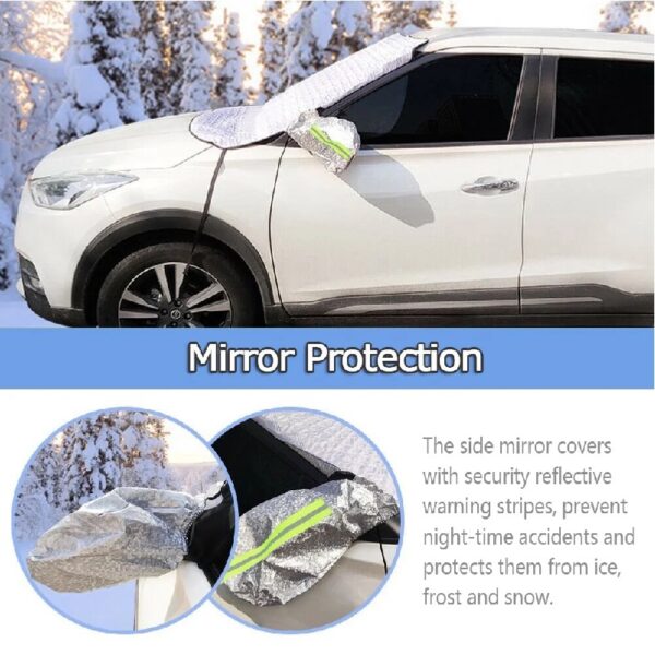 Front+Rear Car Snow Cover Windshield with Magnetic Edge, Winter Windscreen Cover Ice, Frost Snow and Wiper Protector for Car SUVs Vans Trucks and Sedan Stop Scraping