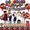 Guvpev Lightning Mcqueen Birthday Decorations, Cartoon Cars Theme Party Supplies Include Birthday Banner, Hanging Swirls, Cake Toppers, Latex Balloons, Foil Balloons, Backdrop, Tablecloth, Stickers