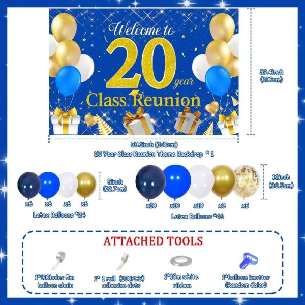 20th Year Class Reunion Party Decoration,Blue and Gold Balloon Arch,Blue and Gold 50th Anniversary Class Reunion Theme Backdrop Balloon Garland Kit