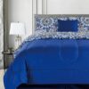 Lux Decor Collection 5 Piece Queen Down Alternative Comforter Set, Washable Duvet Bedding Set - Quatrefoil Navy