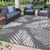 6'x9' Outdoor Rugs Patio Waterproof Outside Mat Reversible Plastic Camping Carpet,Black & Grey