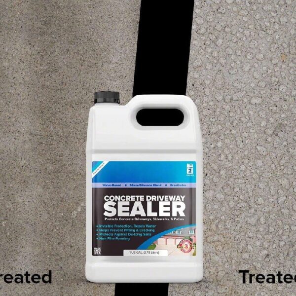 1 Gallon Penetrating Concrete Sealer for Driveways, Patios, Sidewalks - Clear Water-Based Silane Siloxane Sealer Water Repellent