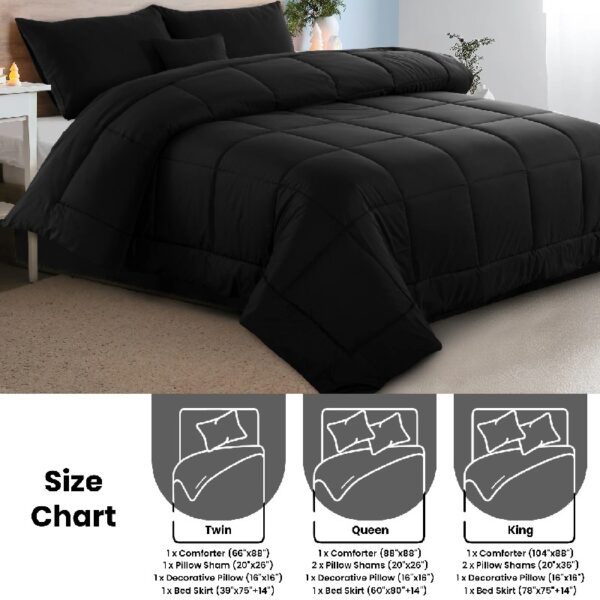 Lux Decor Collection 5 Piece Queen Down Alternative Comforter Set, Washable Duvet Bedding Set - Quatrefoil Navy