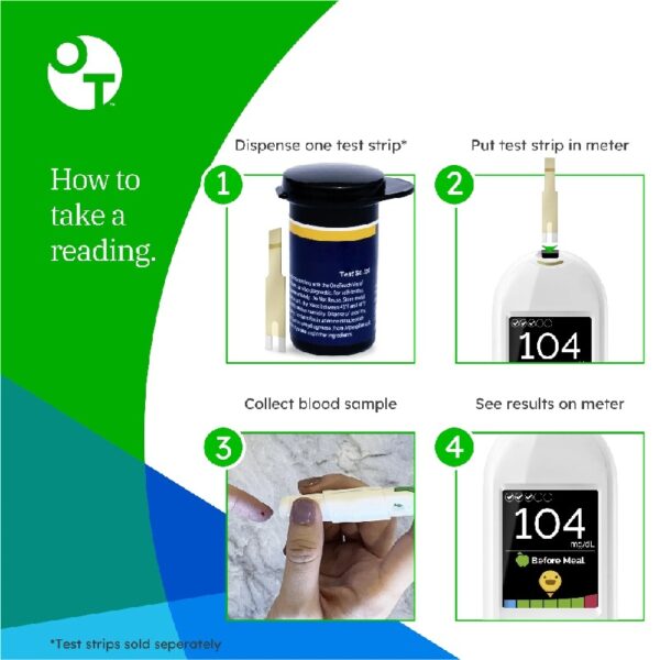 Verio Reflect Blood Glucose Meter | Blood Glucose Monitoring System Includes Blood Sugar Meter, Lancing Device and 10 Sterile Lancets