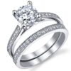 Womens 1.25Ct Wedding Engagement Ring Set Sterling Silver 925 Round Cubic Zirconia