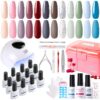 Candy Lover Gel Nail Polish Kit with UV LED Lamp, 12 Colors Cute Lady Gel Polish Starter Kit, All-in-One Quick Dry Soak Off Nail Gel Manicure Kit with DIY Tools Valentine Gift for Women