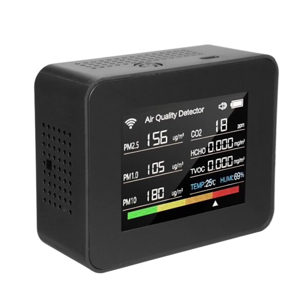 Air quality detector,PM2.5 PM1.0 PM10 13-in-1 Indoor Air Quality TVOC PM2.5 PM1.0 Humidity Temperature CO₂ TVOC PM2.5 Meter Offices 13-in-1 - Alarm Timer Temperature - Time Stopwatch - Alarm