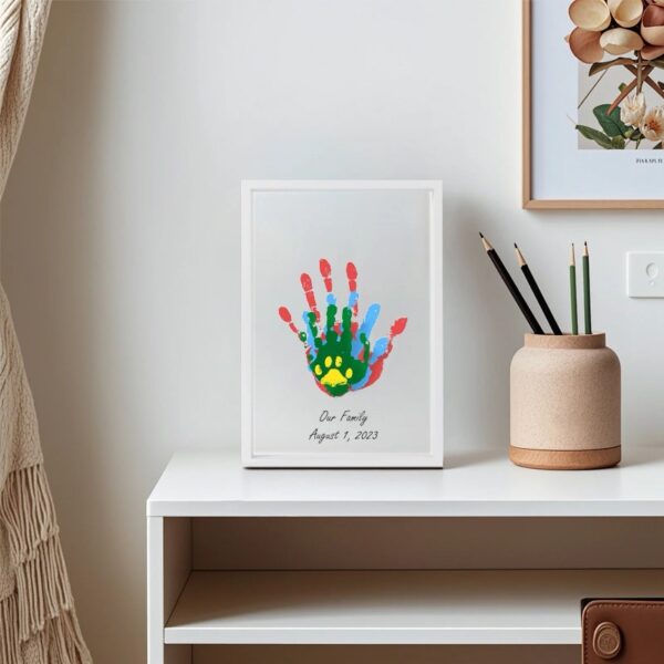 Family Handprint Kit, Handprint Art Craft DIY Kit, Baby Hand print Gift for New Moms, Parents, Grandparents, 6 Safe, Non-Toxic Paints, Ideal for Mother's Day, Father's Day, Anniversary & More