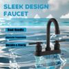 Bathroom Faucet 4inch 2 Handles Centerset Suit for 2 or 3 Mounting Holes, Lavatory Hot and Cold Mixer Tap, Mattle Black