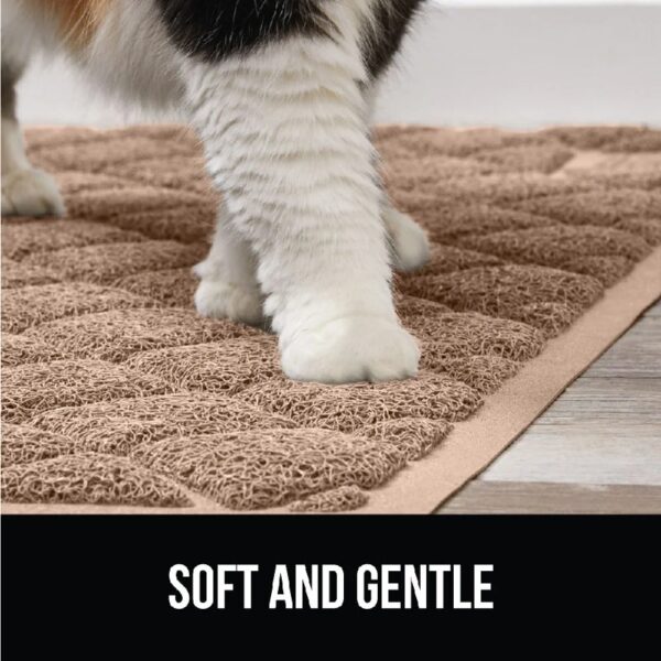 GRIP Cat Litter Box Mat, 35x23, Water Resistant Kitty Litter Trapping Mat, Textured Backing, Easy to Clean, Less Waste and Clean Floors, Kitten Supplies for Indoor Cats, Soft on Paws, Gray