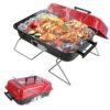 Portable Charcoal Grill with Lid Folding Barbecue Grill for Outdoor Camping Cooking Small Table Top BBQ Grill for Outdoor Cooking Camping Beach Traveling Picnic Backyard