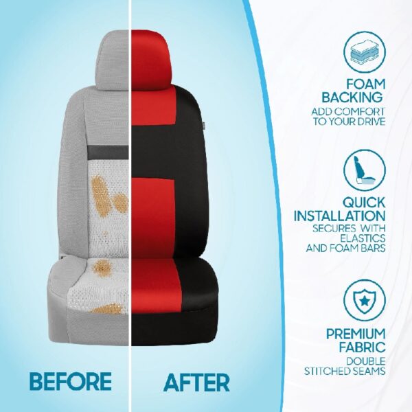 PolyPro Car Seat Covers Full Set in Charcoal on Black – Front and Rear Split Bench for Cars, Easy to Install Cover Set, Accessories Auto Trucks Van SUV
