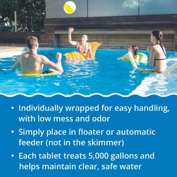 3 Inch Stabilized Chlorine Tablets for Sanitizing Swimming Pools - Individually Wrapped, Slow Dissolving - 90% Available Chlorine - Tri-Chlor - 5 Pounds LPM 12071