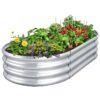 Galvanized Raised Garden Bed Mental, Outdoor Garden Planters, Large Galvanized Raised Planters 4ft (L) x2ft (W) x1ft (H), Silver