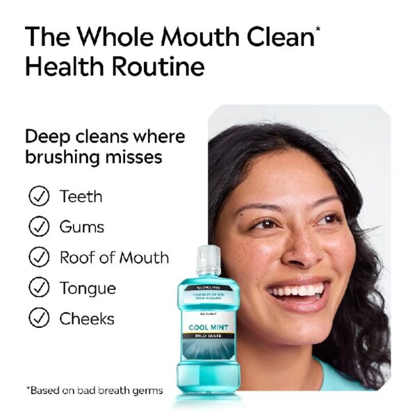 (3 pack) Zero Alcohol-Free Mouthwash Oral Care for Bad Breath, Cool Mint, 1.5 L