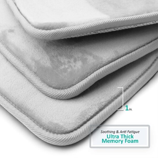 Nestl Set of 3 Absorbent Memory Foam Bath Mat Bathroom Rugs, Gray, Large 20
