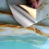 Light luxury imitation marble stickers for furniture renovation kitchen stove tabletop decoration high temperature resistance waterproof oil Peel And Stick wallpaper