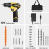 Cordless Drill Set, 12V Power Drill Set Electric Screwdriver Driver Tool Kit for Women, 3/8