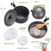 13pcs Camping Cookware Set With Mini Stove, Aluminum Camping Cookware Kit, Folding Camping Cooking Set With Non-stick Pot Pan Teapot Storage Bag For Camping Backpacking Outdoor Cooking Picnic