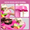 Play Kitchen Set for Kids, 2.1FT Tall Toy Play Kitchen w/ Realistic Lights Sounds Simulation Spray for Toddlers Girls Boys Gift 42Pcs - Small (Orange Red 18x8.6x24.8in)