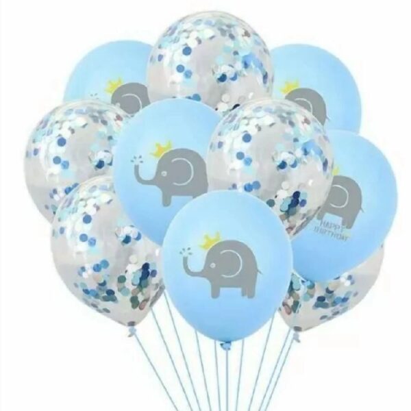 12 Blue Elephant Party Balloons Confetti Baby Shower Latex 12