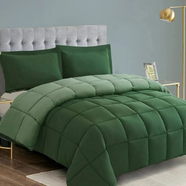 Light Weight Down Alternative Comforter Set, Queen, Green, Reversible